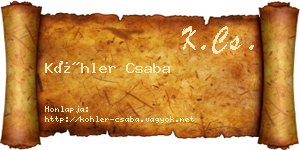 Köhler Csaba névjegykártya