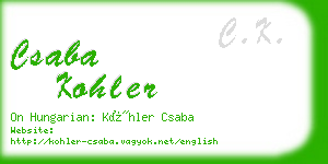 csaba kohler business card